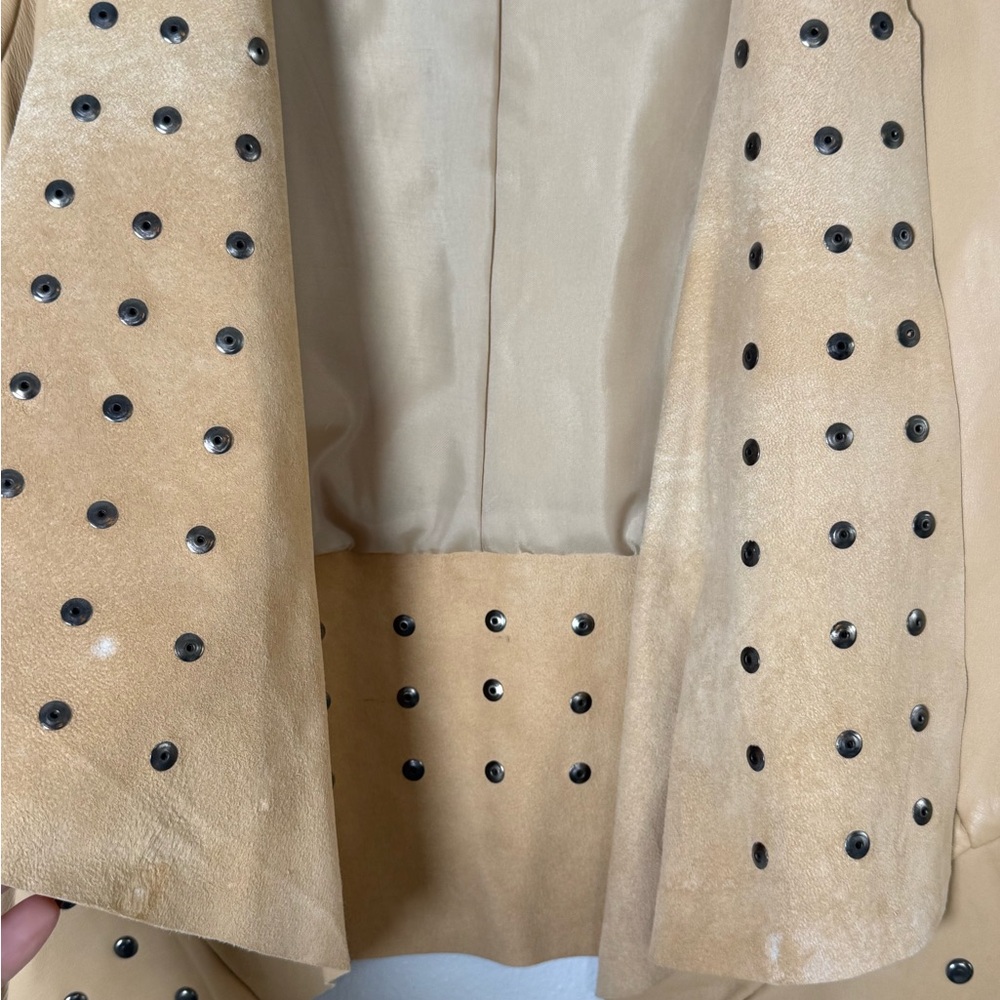 Cache Tan Leather Jacket With Studs - image 2